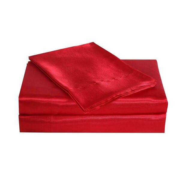 Bella & Whistles Satin Charmeuse Sheet Set Red - Full LEV652XXREDX02